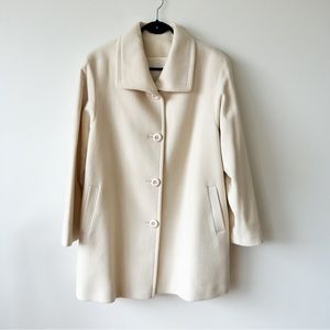 Mallia 100% Cashmere Wool Blend Pea Coat Cream Oversized Fit Womens Size 16 NWOT